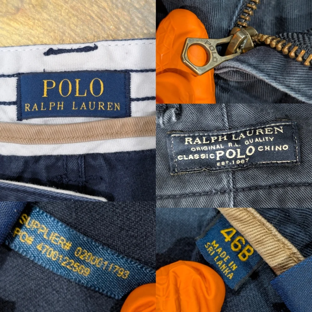 Y2K Polo Ralph Lauren Navy Blue Classic Polo Chino Utility Cargo Shorts Size 46B